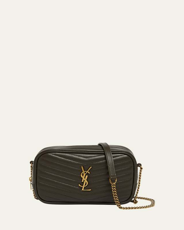 Lou Mini YSL Camera Bag in Smooth Quilted Leather